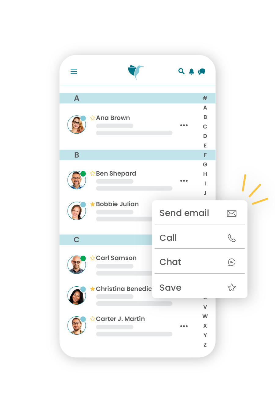screenshot of Blue Colibri App